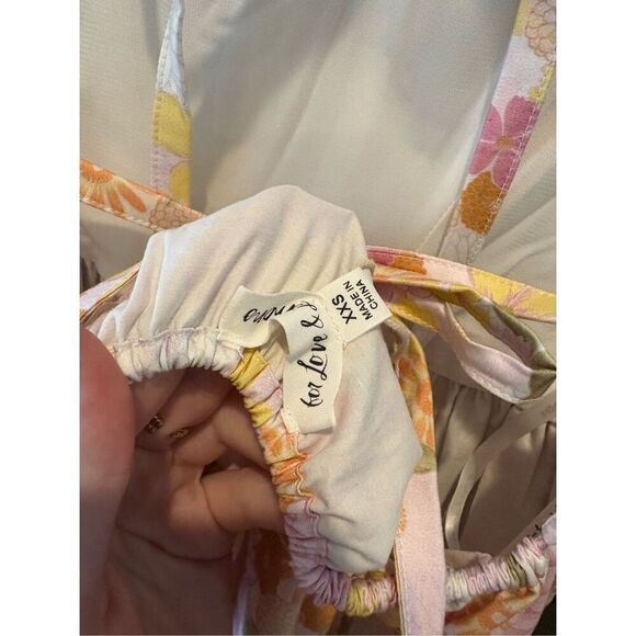 NWT For Love & Lemons Carrie Pink & Yellow Floral Midi Dress Size XXS - Picture 8 of 10